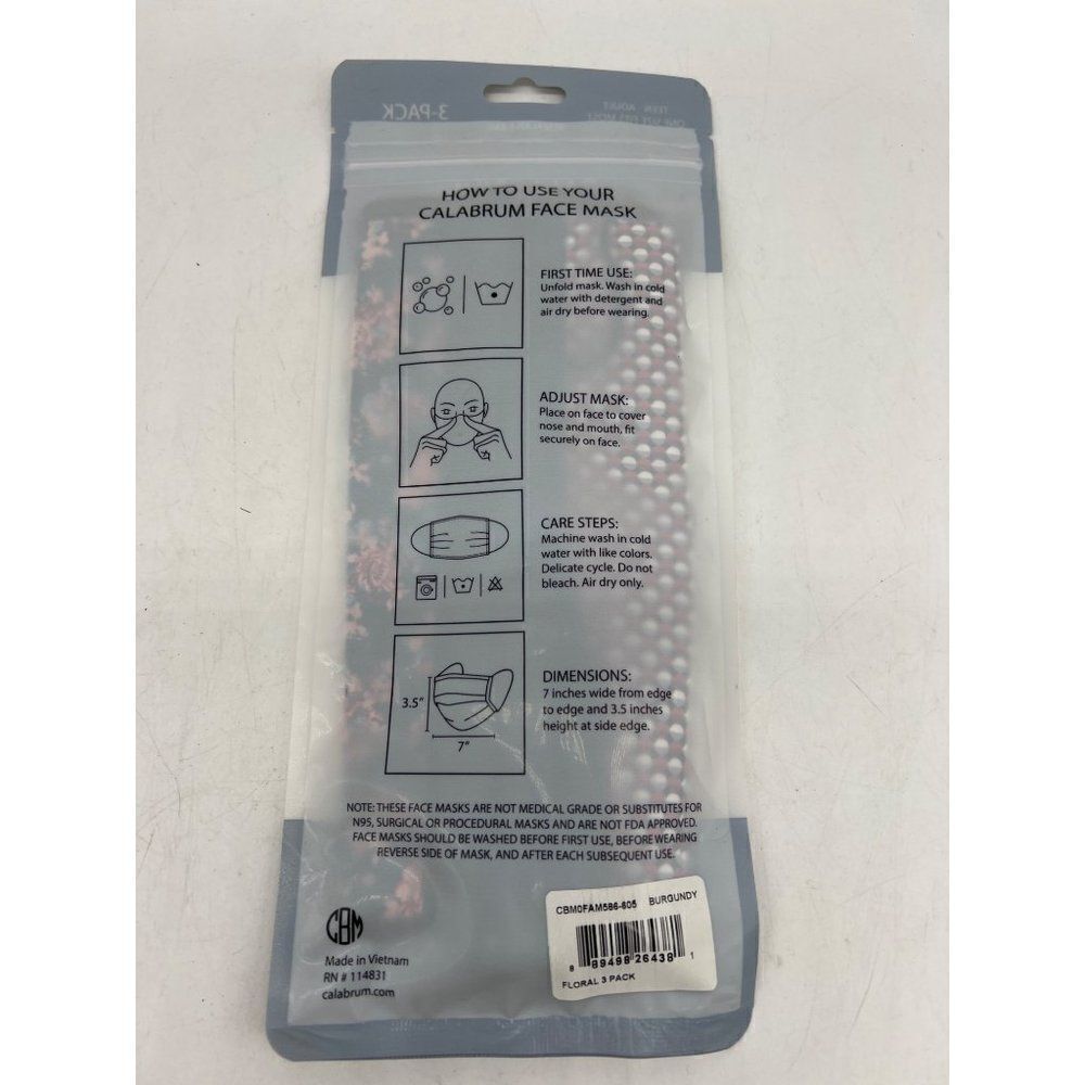 Calabrum Reversible Face Mask 3-Pack OSFM - Picture 2 of 4